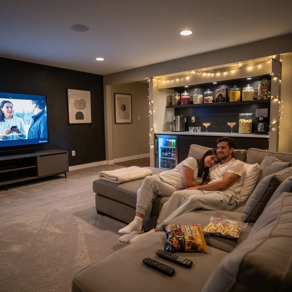 Funkcjonalna kuchnia z nowoczesnymi urządzeniami i przestronnym blatem.